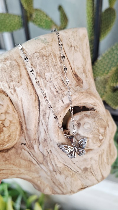Collar Acero Mariposa Strass