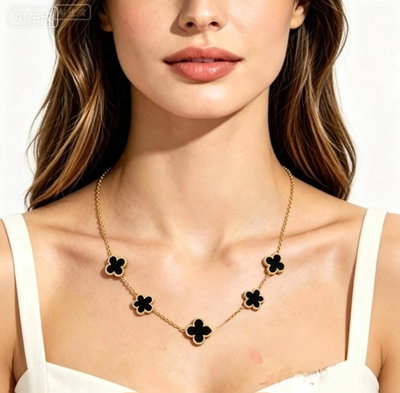 Collar Acero 5 Trébol 