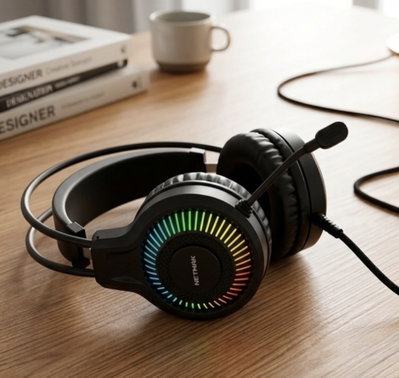Auriculares Gamer RGB Netmak con Micrófono 