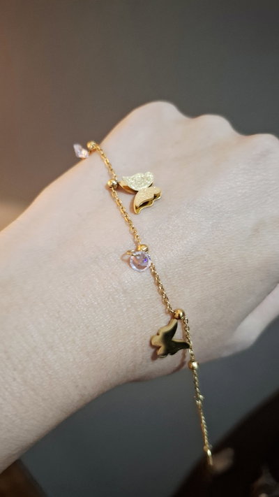 Pulsera Acero Mariposa 3D Strass