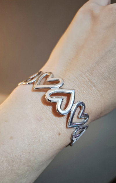 Pulsera Esclava Corazones Acero