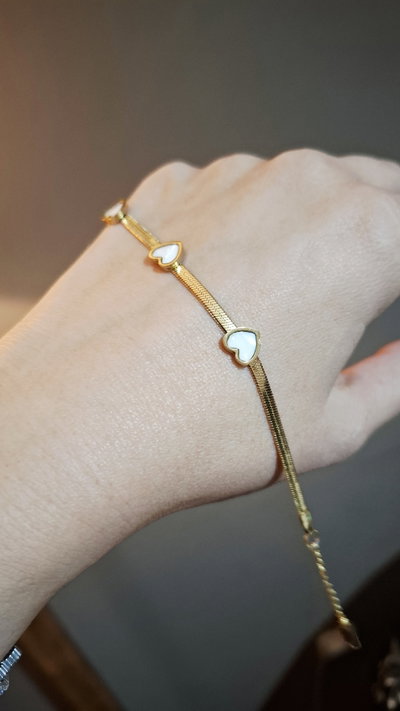 Pulsera Acero plana Corazones 