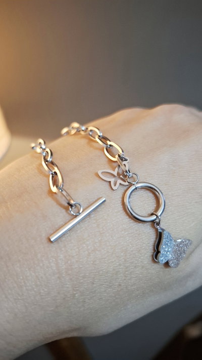 Pulsera Acero Mariposa 3D