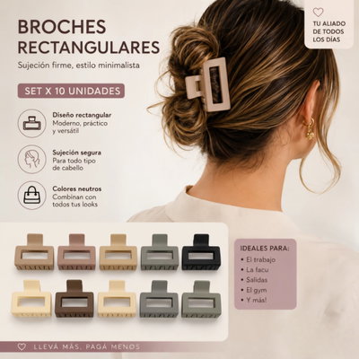 Broches Rectangulares x 10 unidades
