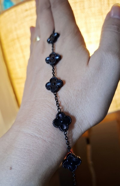 Pulsera Trébol Acero total black