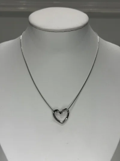 Collar Acero Plateado Corazón 
