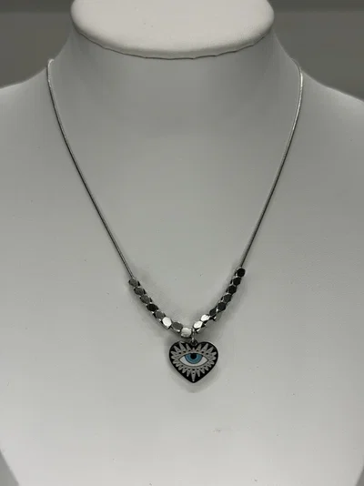 Collar Acero Plateado Ojito