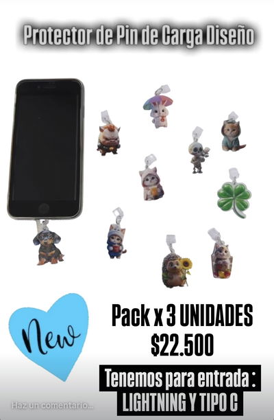 Protector de Pin de Carga Diseño PACK DE 3