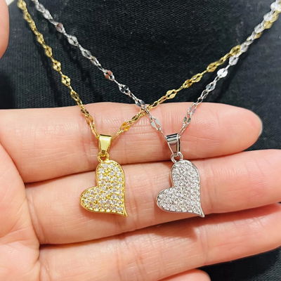 Collar Acero Corazon Strass