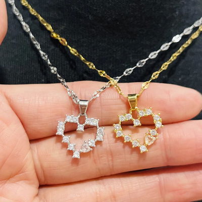 Collar Corazon Strass Acero