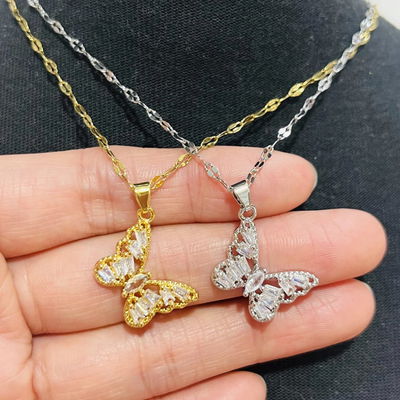 Collar acero Mariposa strass