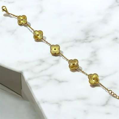 Pulseras Acero Dorado Trebol