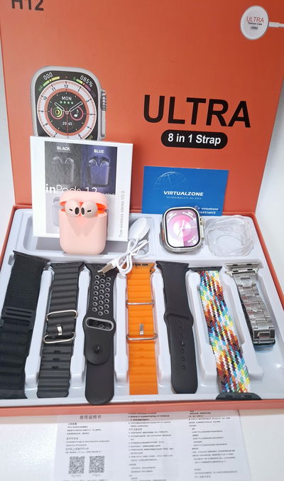 Combo! Smartwatch H12 ( 7 mallas + 1 casewatch) + Auriculares Bluetooth i12 