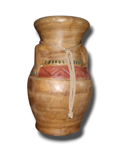 Florero artesanal cerámica tallado a mano