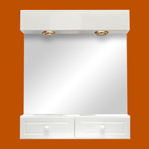 Botiquín de Madera Laqueada Rectangular, 2 Luces, 2 Cajones