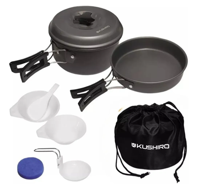 Sartén olla marmita set camping cocina 2 personas 7 piezas 