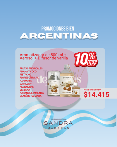 PROMO! Combo Aromatizador 500 ml + Aerosol + Difusor Varilla 10%OFF