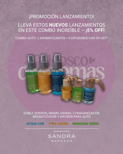 Combo auto: 3 aromatizantes + 3 difusores con 5% OFF