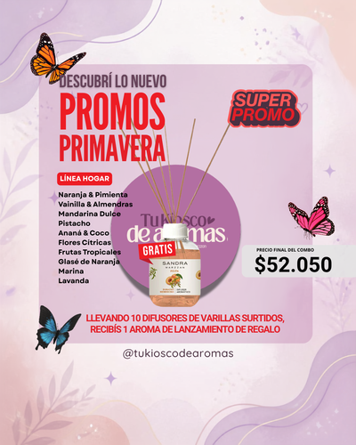 PROMO! Llevá 10 difusores de varillas + 1 lanzamiento de regalo