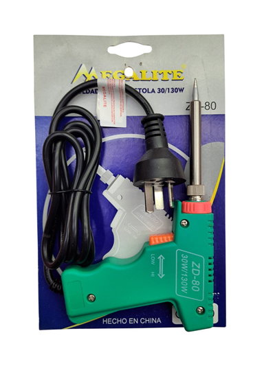 Soldador Pistola Estaño 30W 130W Megalite ZD-80 Doble Potencia