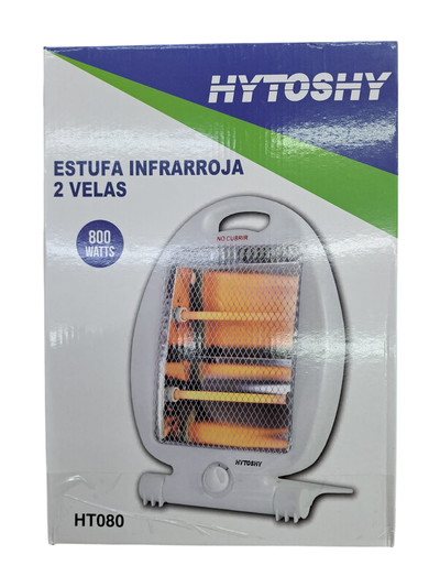 Estufa Infrarroja Hytoshy HT080 800W 2 Velas – Calor Directo e Instantáneo