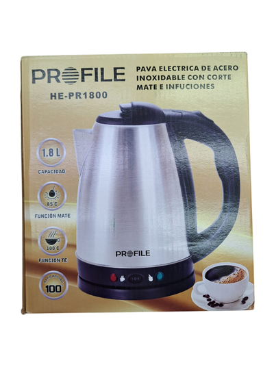 Pava Eléctrica Profile HE-PR1800 Acero Inoxidable 1.8L – Función Mate