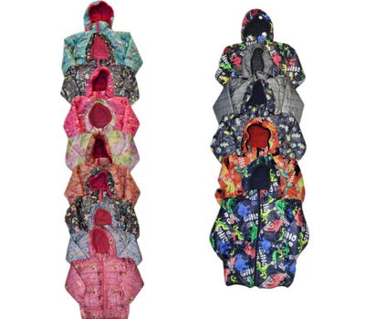 Pack x 6 -  Campera inflable sublimada con polar infantil 