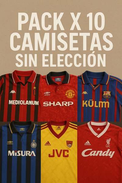 Pack x 10 camisetas de futbol retro surtidas