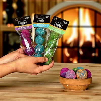 PACK X 10 - SAHUMERIO ESFERA BOMBAY BOLSA X 4 UNIDADES CADA UNA