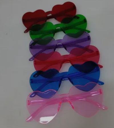Lentes colores corazón x 10 unidades 