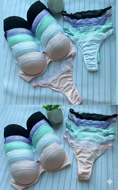 Conjuntos Pastel Encaje Ancho