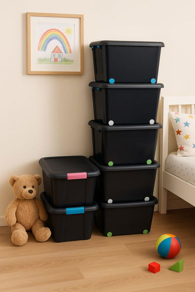 Caja de 30lts con Rueditas, Tapa y Trabas