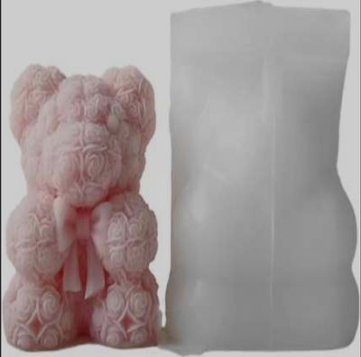 Molde de silicona para vela osito con rosas