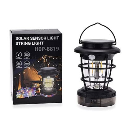 FAROL SOLAR RECARGABLE C/ TIRA MULTICOLOR 10M