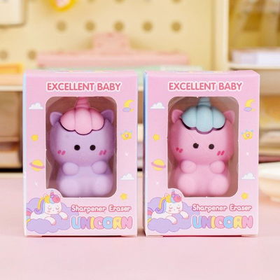 GOMA DE BORRAR C/SACAPUNTA UNICORNIO X 24