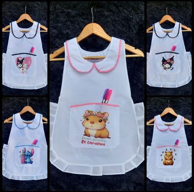 PACK x 6 - Ponchito / guardapolvo nena ARCIEL ESTAMPADO