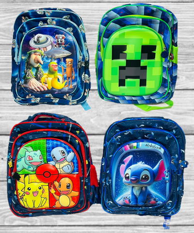 Mochila para escuela 3D 14" 3 cierres