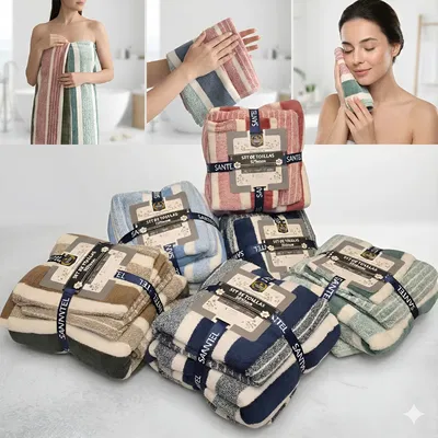 TOALLA X3 PIEZAS MICROFIBRA RAYADO ULTRA ABSORBENT