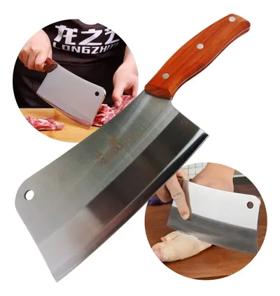 CUCHILLO HACHA ACERO INOX MANGO MADERA
