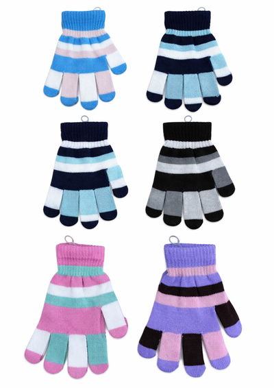 Docena de guantes infantiles rayados 