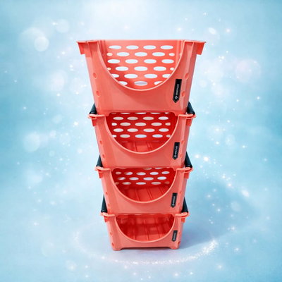 Canasto Apilable con Traba x 4 Unidades