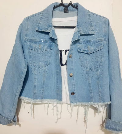 CAMPERA DE JEAN CON BRILLO DAMA
