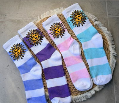 Docena de medias 3/4 rayada con Sol de Mayo adulto