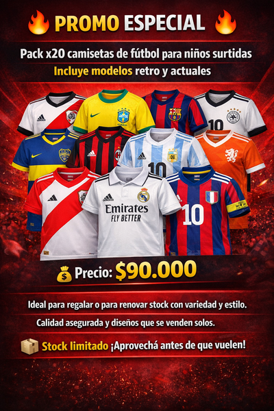 PROMO x 20 CAMISETAS NIÑOS RETRO Y ACTUALES 