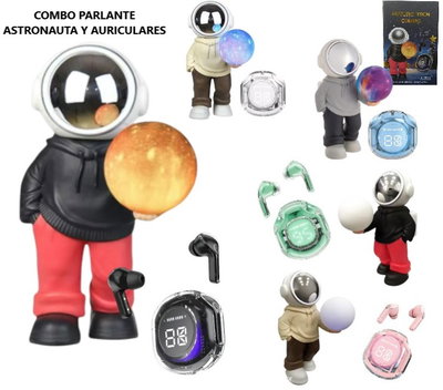 COMBO ASTRONAUTA PARLANTE Y LUZ + AURICULARES INALÁMBRICOS 
