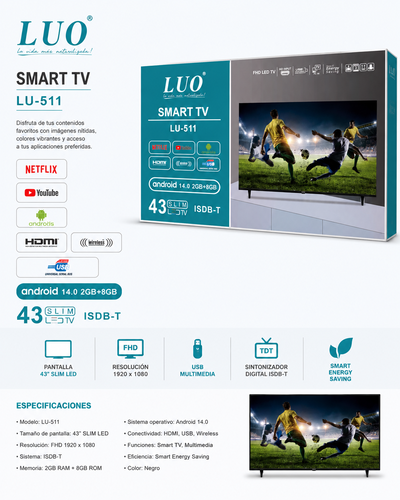 SMART TV LUO 43 FULL HD ANDROID