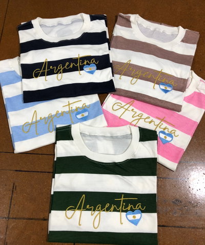 Remera Argentina rayada dama