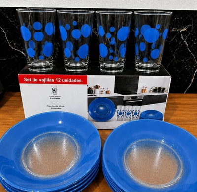 Combo de platos y vasos lunares color 12 piezas