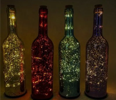 Botella velador led 7.5x30cm x 3pcs