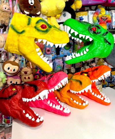 Cabeza Dinosaurio Titere de goma